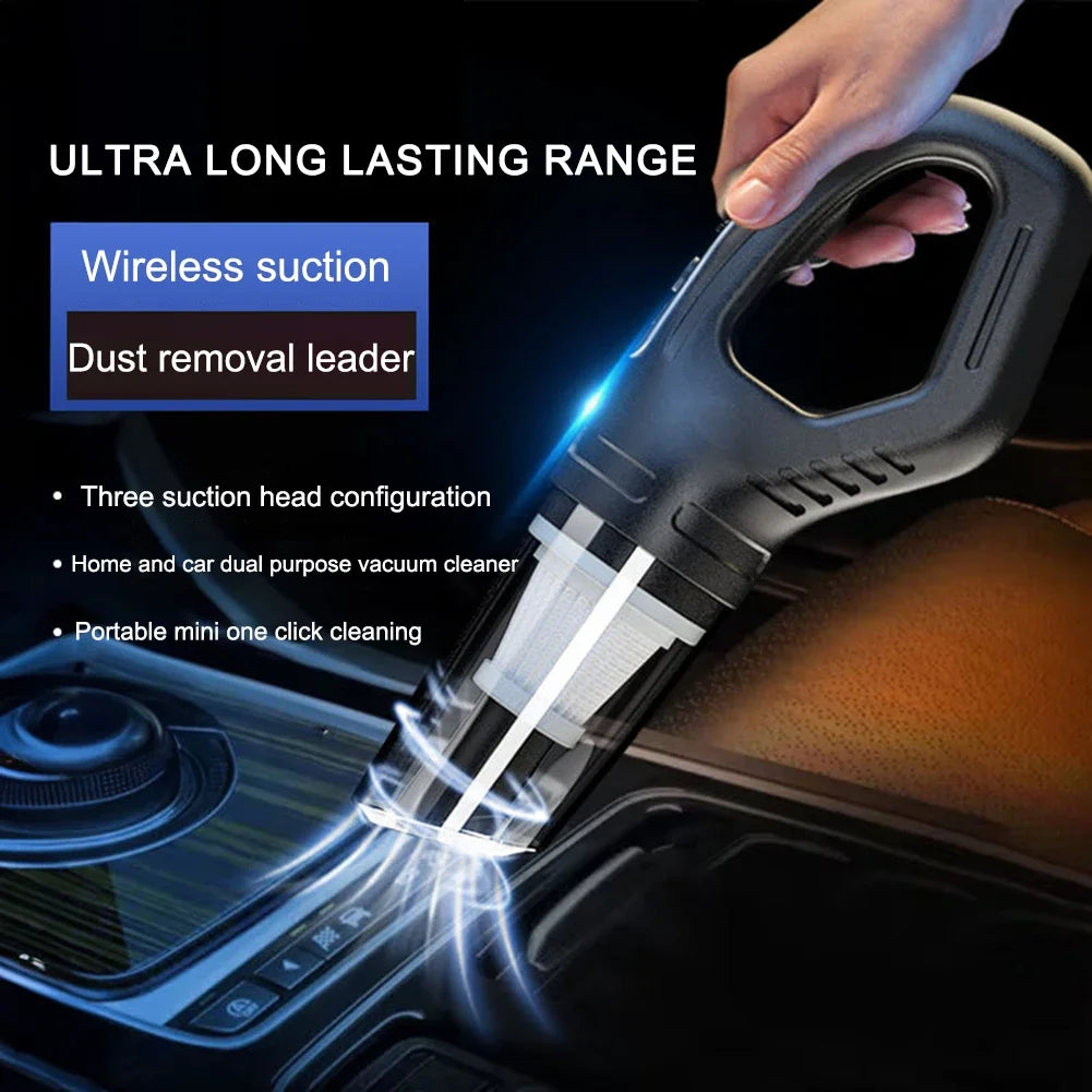120W Cordless Car Vacuum Cleaner - Powerful USB Rechargeable Handheld Device for Effortless Cleaning in Your Auto, Home, and Office